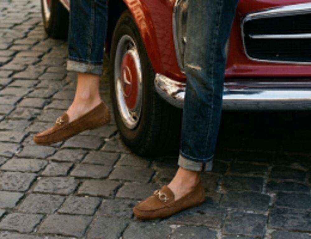 Coach Womens Fortunata Brown Suede Driving Loafers sz 7.5B
